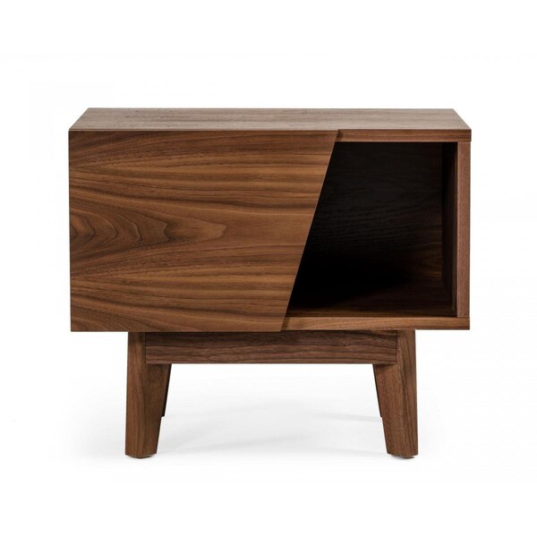 Homeroots Mid Century Walnut Light Brown Nightstand with One Drawer & One Shelf 473031 - main